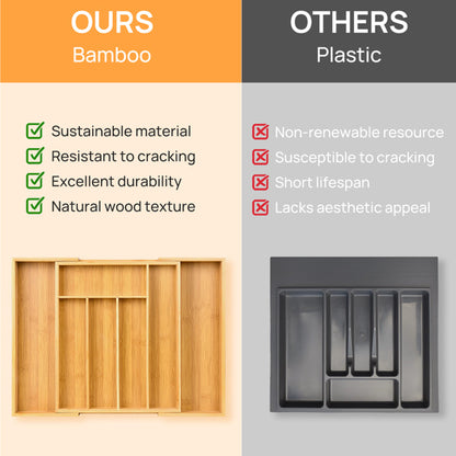 Expandable Bamboo Kitchen Drawer Storage Box