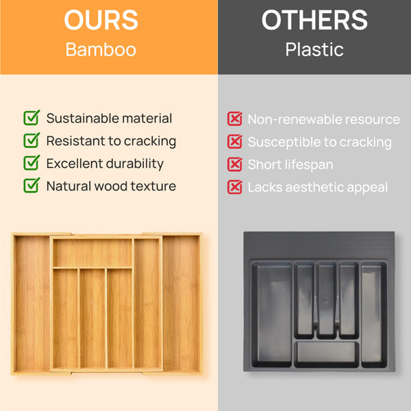 Expandable Bamboo Kitchen Drawer Storage Box