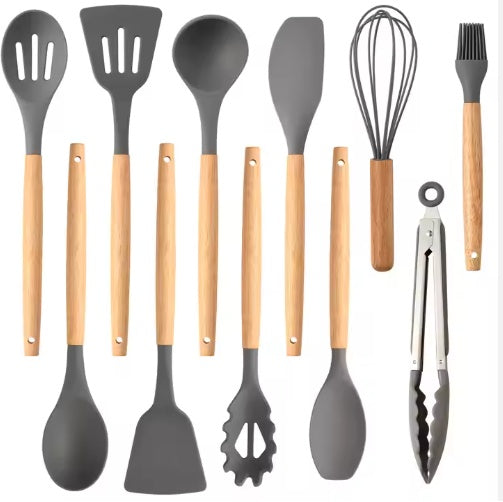 12pc Silicone Utensil Set – Gray