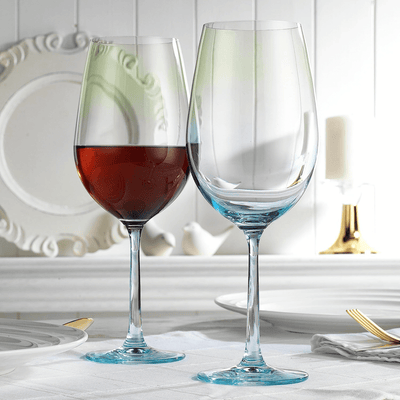 Ombre blue wine glasses set of 4, 26oz capacity, elegant triple-tone design.