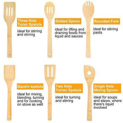 6pc Bamboo Cooking Utensil Set