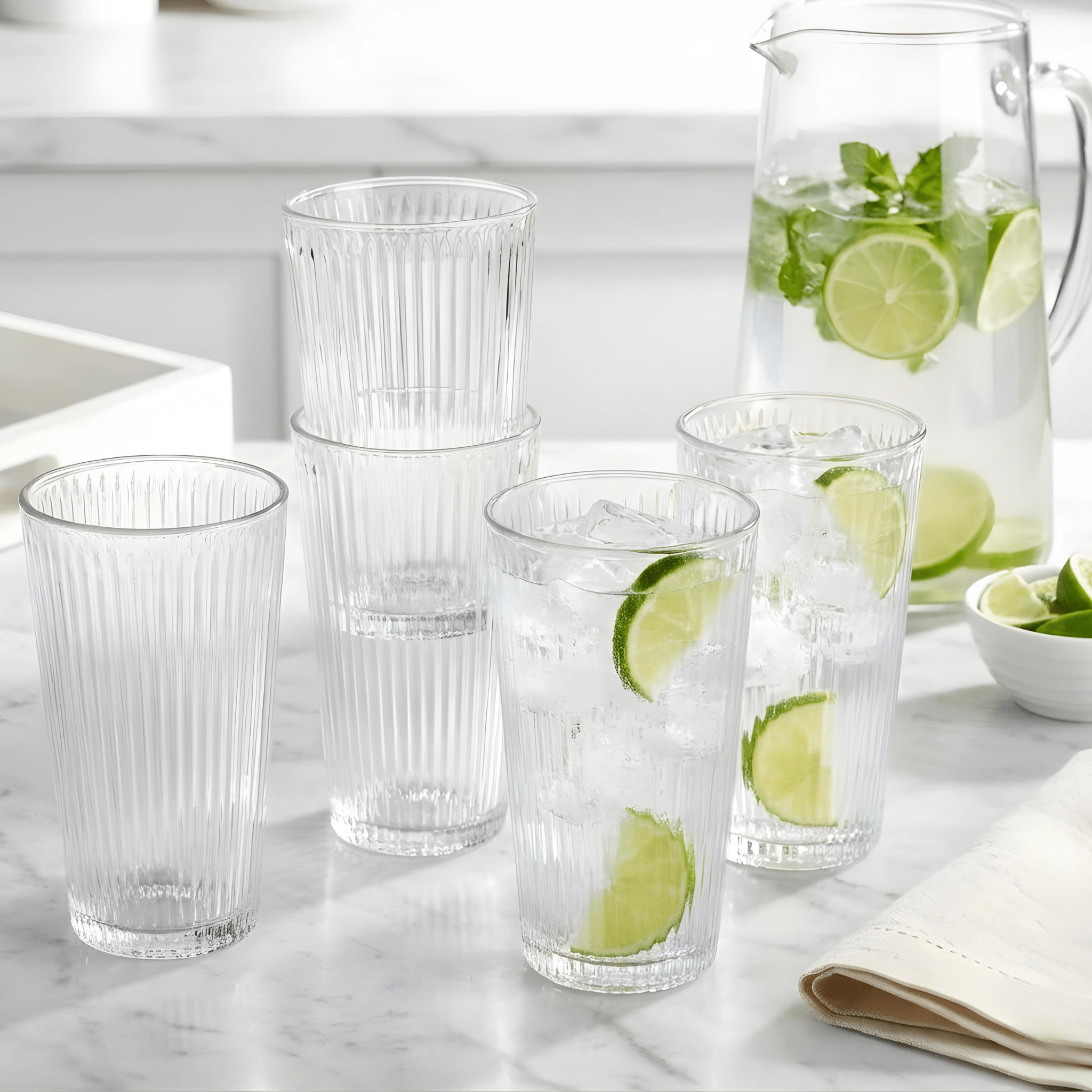 Ribbed Highball Glasses