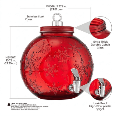 Red Ornament Glass Beverage Dispenser