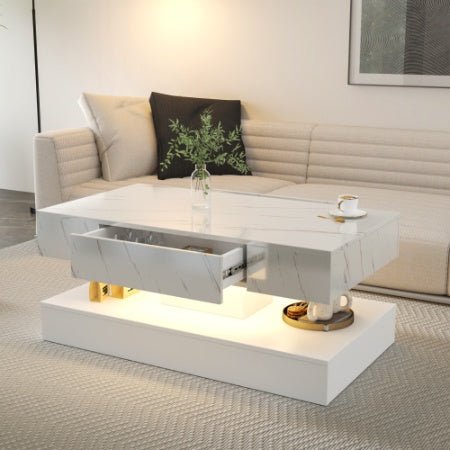 Modern LED Coffee Table with Storage Drawer
