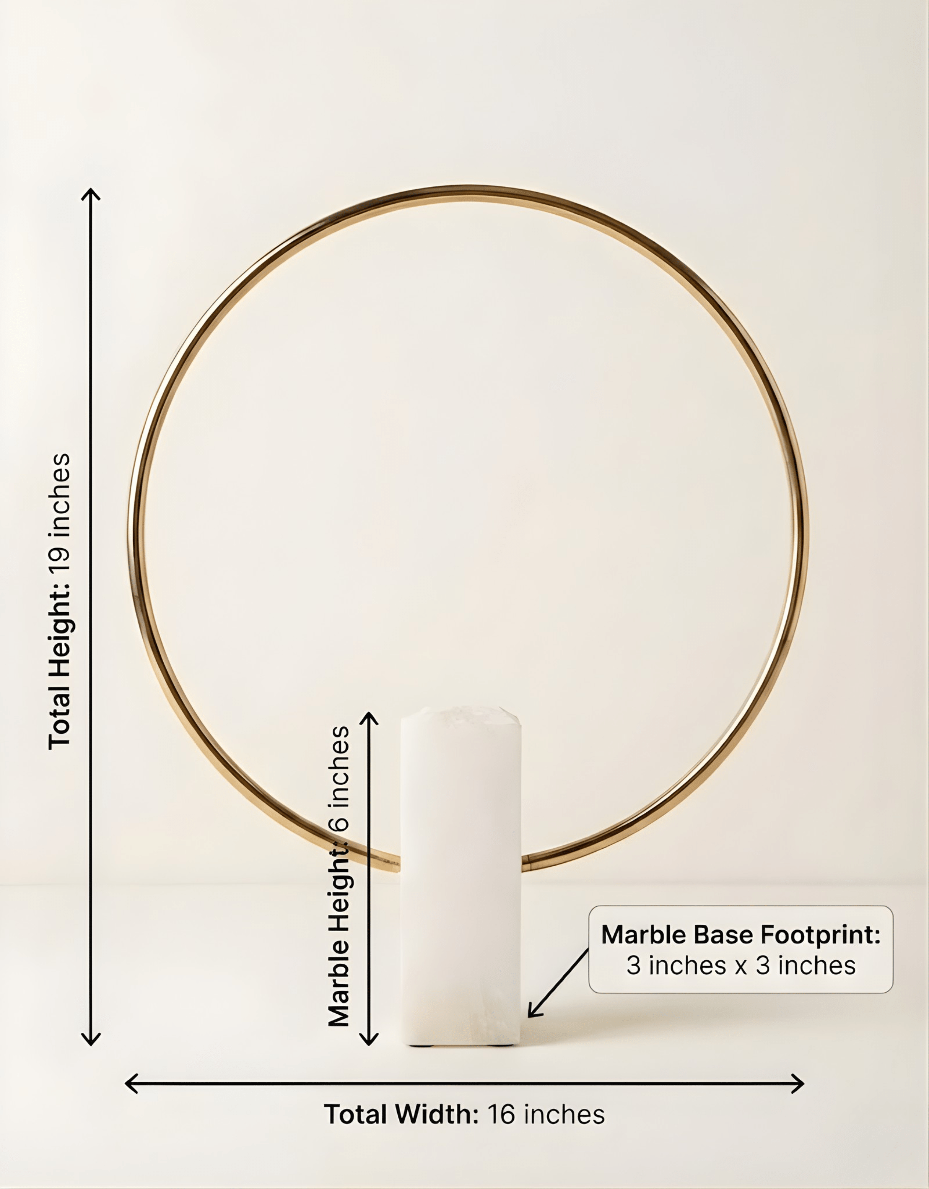 Contemporary Brass Ring Sculpture with Marble Base - Modern Art Decor