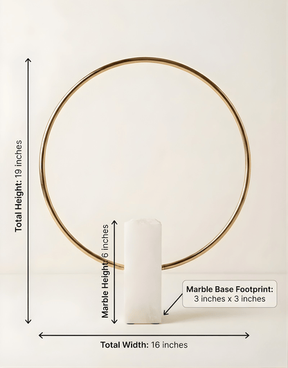 Contemporary Brass Ring Sculpture with Marble Base - Modern Art Decor