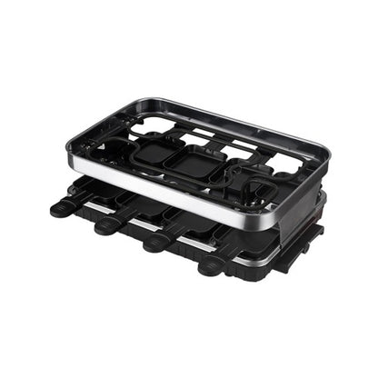 Black and silver phone mount on a white background