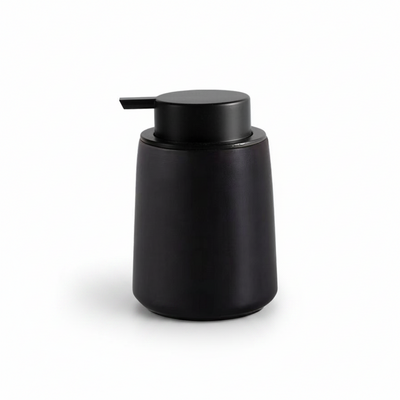 Matte black stone soap dispenser with plastic pump – TableFab

