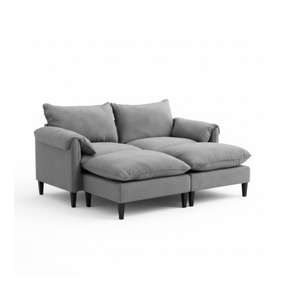 Gray sectional sofa on a white background