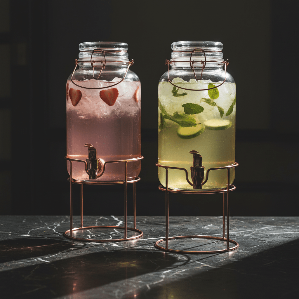 Glass Beverage Dispenser Set of 2