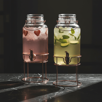 Glass Beverage Dispenser Set of 2