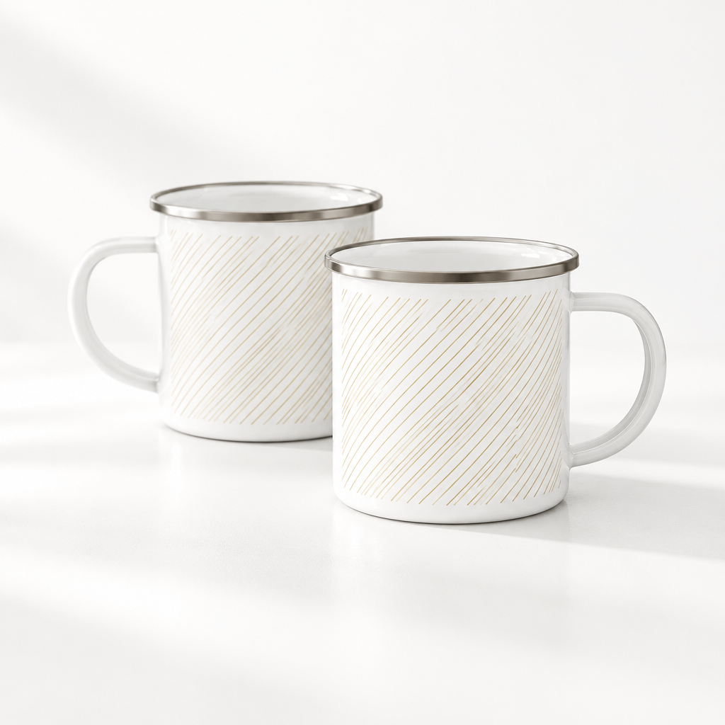 Striped Enamel Camping Mug