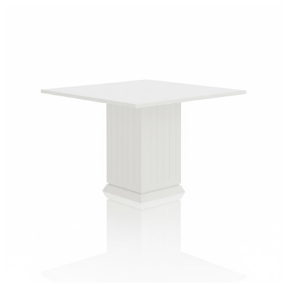 White pedestal table on a white background