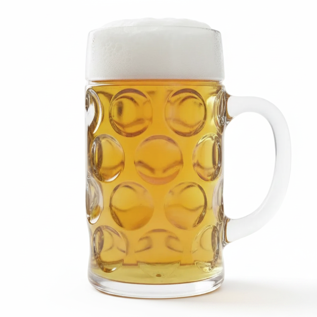 44oz jumbo dimpled glass beer stein with handle