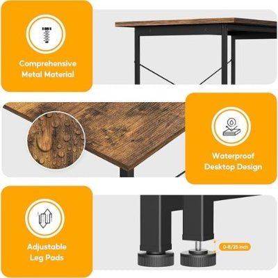 Table with adjustable legs and waterproof design features on a white background