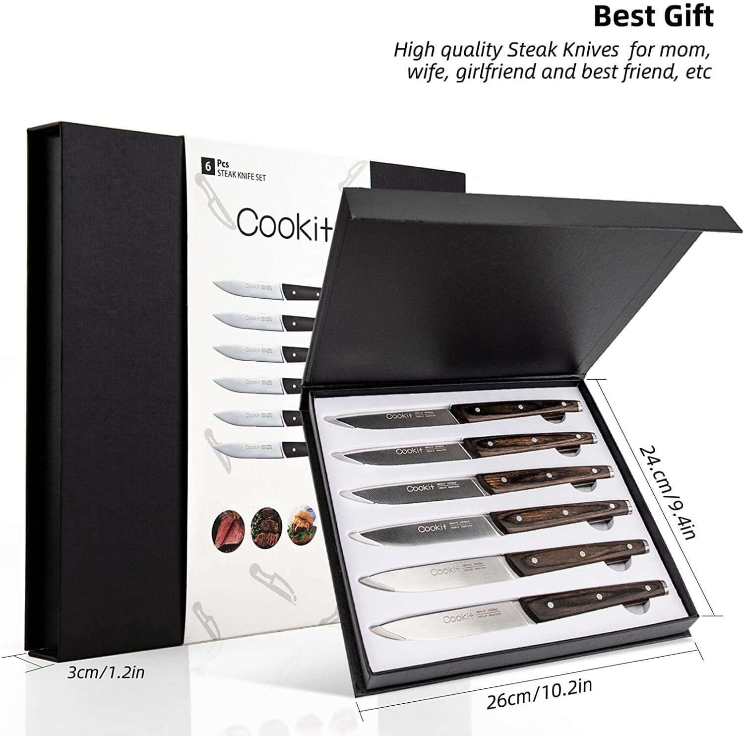 6Pcs Steak Knife Set Serrated Stainless Steel - TableFab