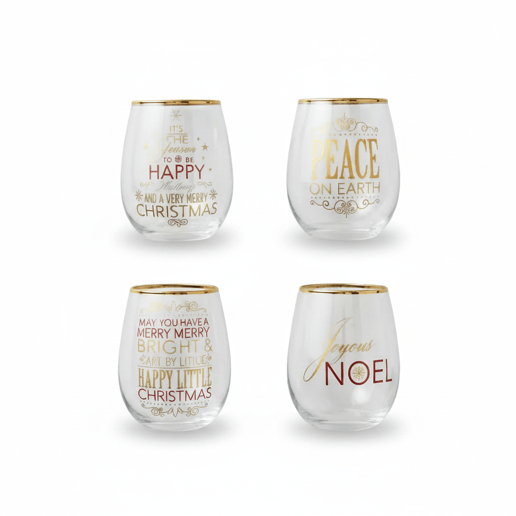 Christmas Wine Glasses 2x2 Layout