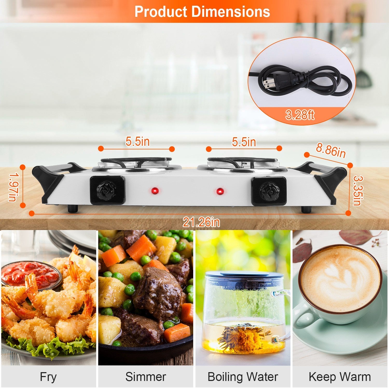 2000 Watt Electric Furnace, Portable Desktop Dual Stove