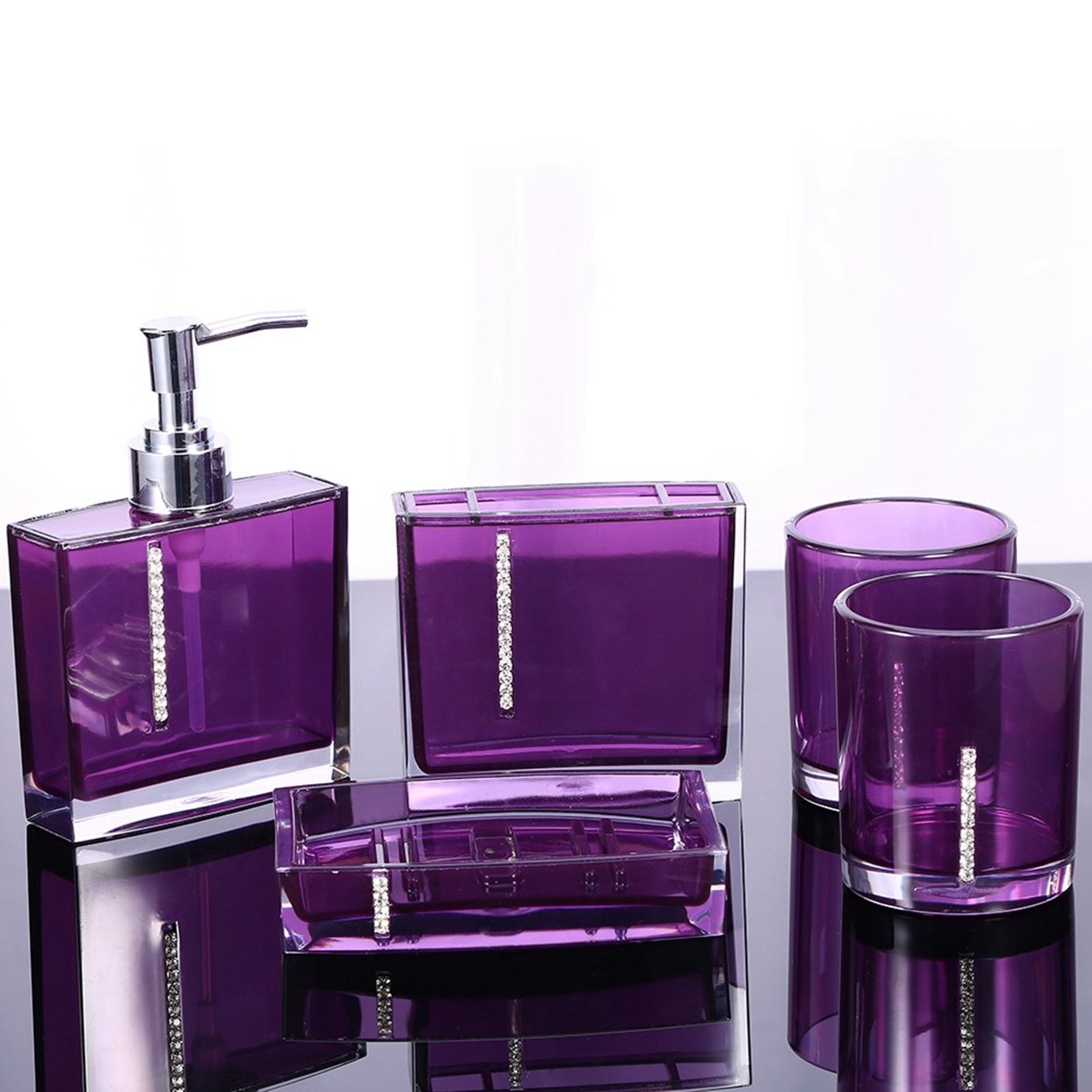 5PC/Set Acrylic Bath Accessories Toothbrush Holder Soap Dish