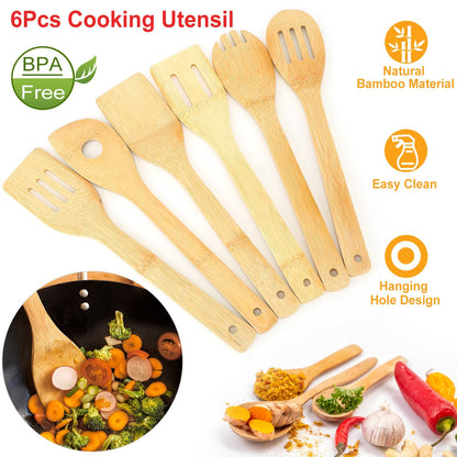 6pc Bamboo Cooking Utensil Set