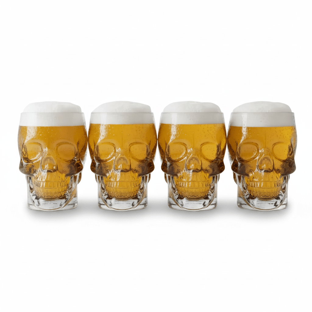 Glass Skull Beer Mugs White Background Hero
