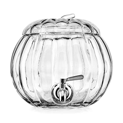 Clear Glass Pumpkin Ice Cold Jug Beverage Dispenser - TableFab